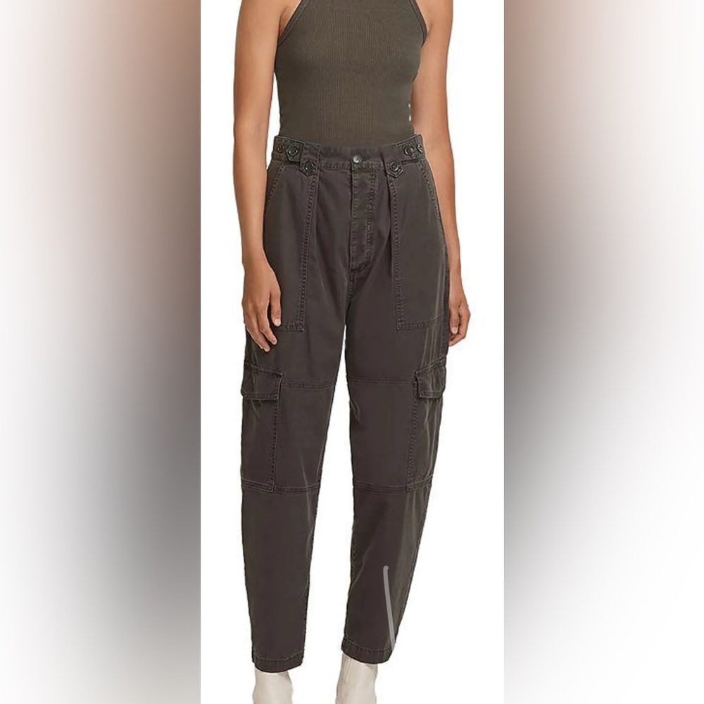 Agolde dark grey barrel mila high rise utility pants sz 32, grunge goth relaxed